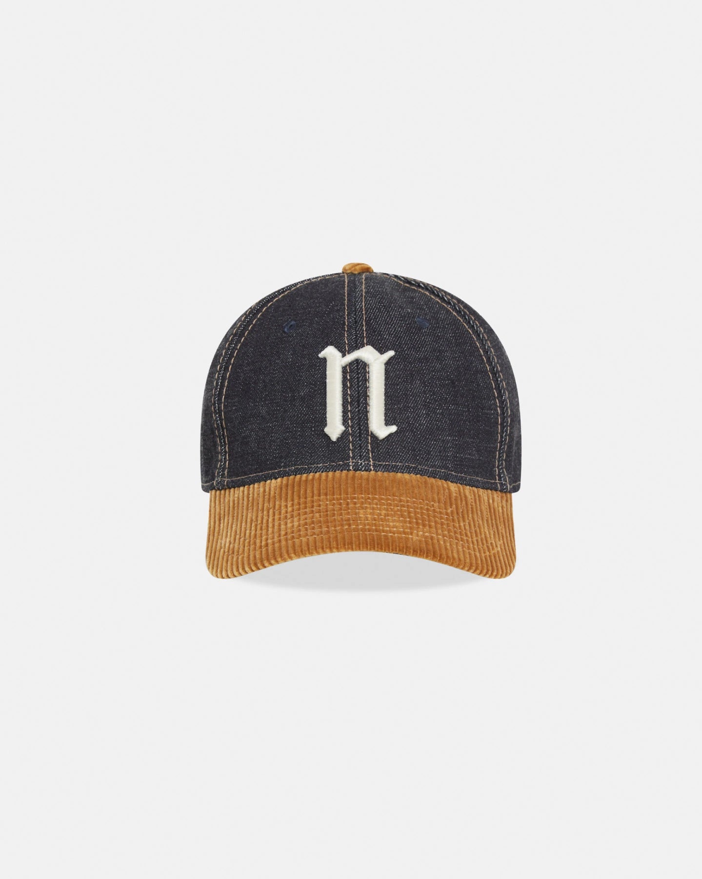 The 'n' Logo Baseball Cap in denim and corduroy