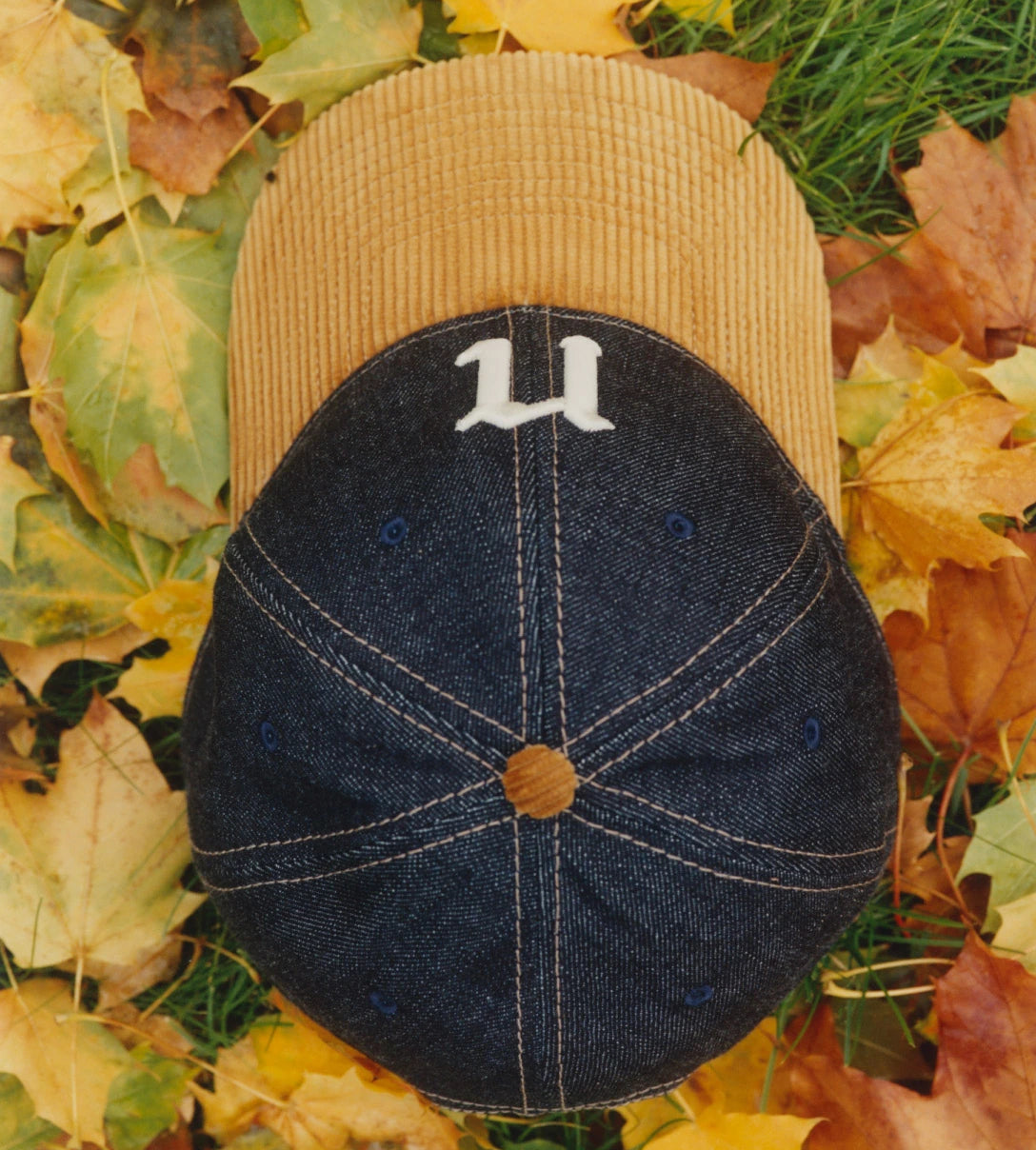 The 'n' Logo Baseball Cap in denim and corduroy